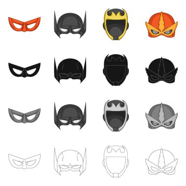 Kahraman ve maske işaret yalıtılmış nesne. Web için kahraman ve süper kahraman hisse senedi simgesi kümesi.