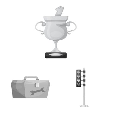 Araba ve ralli logosu yalıtılmış nesne. Hisse senedi için araba ve yarış vektör simge kümesi.