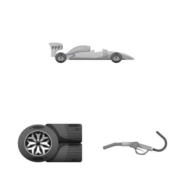 Vektor-Illustration von Auto und Rallye-Symbol. Sammlung von Auto- und Rennaktiensymbolen für das Web. — Stockvektor