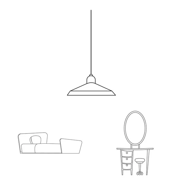 Ilustração vetorial de móveis e logotipo do apartamento. Conjunto de móveis e ícone de vetor doméstico para estoque . —  Vetores de Stock