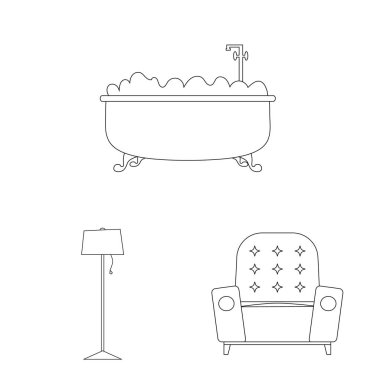 Mobilya ve daire logo vektör Illustration. Mobilya ve ev hisse senedi vektör çizim.
