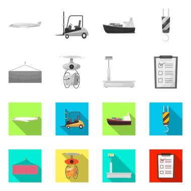 Eşya ve kargo logo vektör tasarımı. Ürünler ve ambar stok vektör çizim.