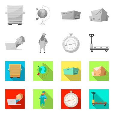 Mal ve kargo simge vektör Illustration. Ürünler ve ambar stok vektör çizim koleksiyonu.