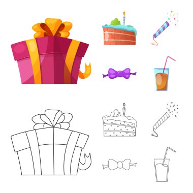 Parti ve Doğum günü simge vektör Illustration. Hisse senedi için kutlama ve parti vektör simge kümesi.