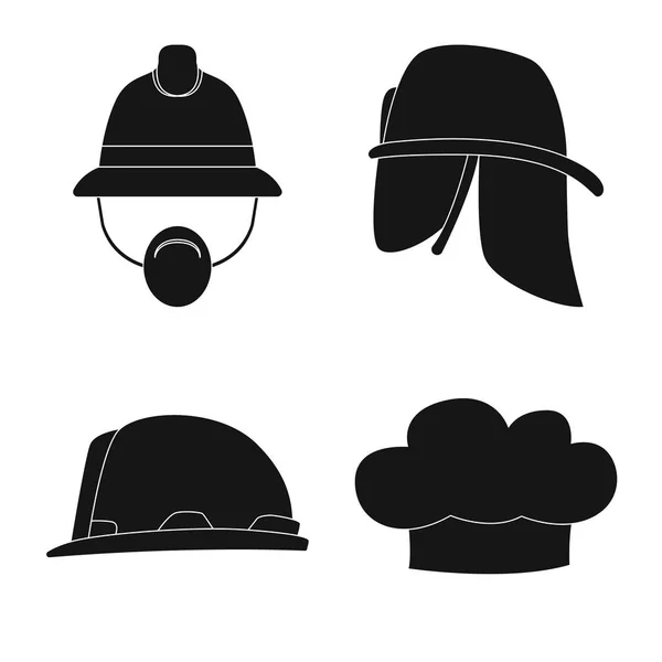모자와 모자 상징의 벡터 그림입니다. 헤드 기어와 액세서리 재고 벡터 일러스트 레이 션의 컬렉션. — 스톡 벡터