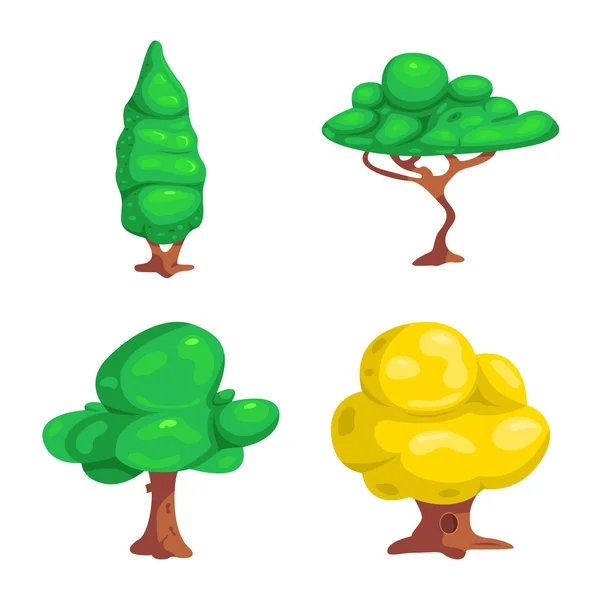 Vektor design av träd och naturen tecken. Uppsättning av träd och krona aktiesymbol för webben. — Stock vektor