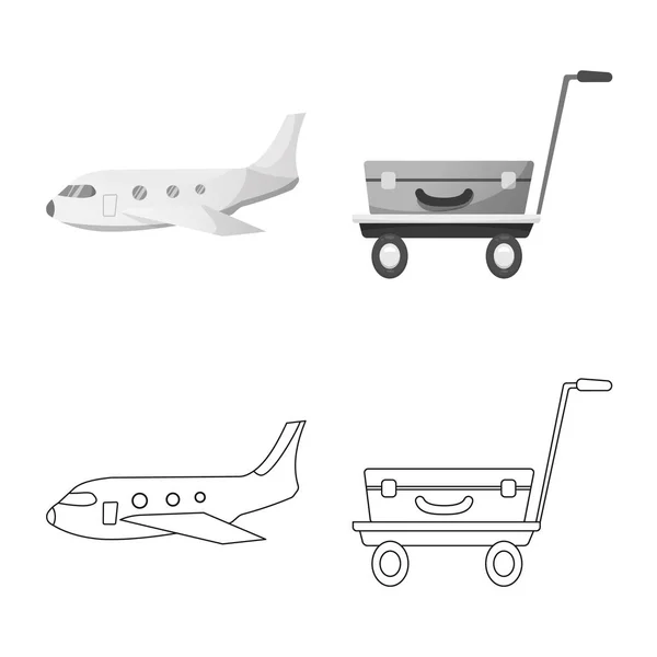 Vector design of airport and airplane icon. Set of airport and plane stock symbol for web. — Stock Vector