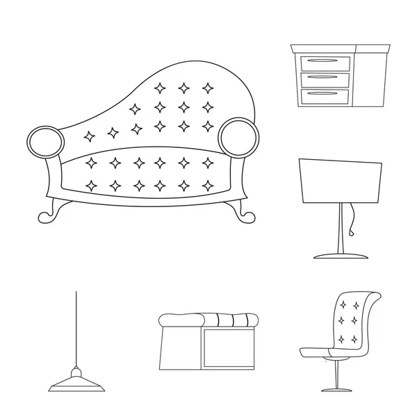 Geïsoleerde object van meubilair en appartement pictogram. Collectie van meubels en home stock vectorillustratie. — Stockvector