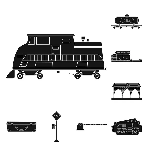 Geïsoleerde object van trein en station symbool. Set van trein en ticket aandelensymbool voor web. — Stockvector
