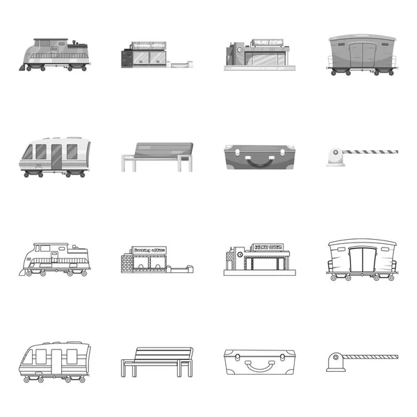 Векторный Дизайн Символа Поезда Станции Коллекция Векторной Иллюстрации Железнодорожного Транспорта — стоковый вектор
