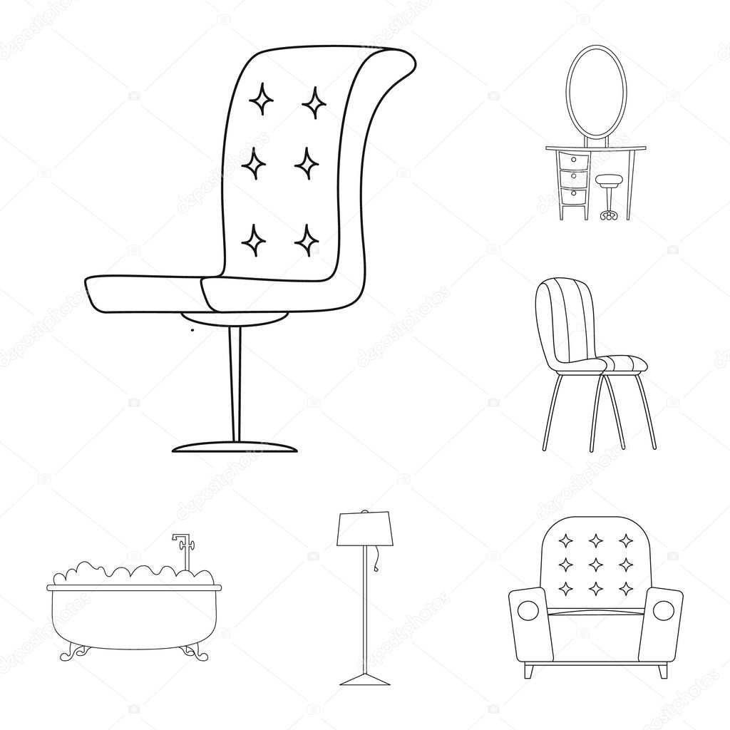 Vector design of furniture and apartment logo. Collection of furniture and home stock vector illustration.