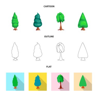 Ağaç ve doğa işareti vektör Illustration. Ağaç ve taç hisse senedi vektör çizim topluluğu.