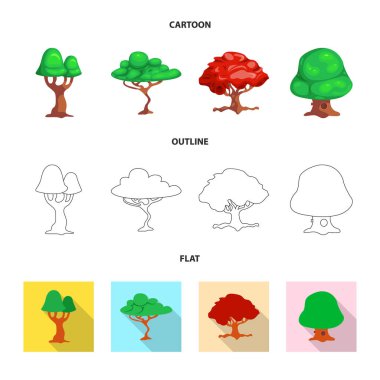 Ağaç ve doğa işareti vektör Illustration. Hisse senedi için ağaç ve taç vektör simge topluluğu.