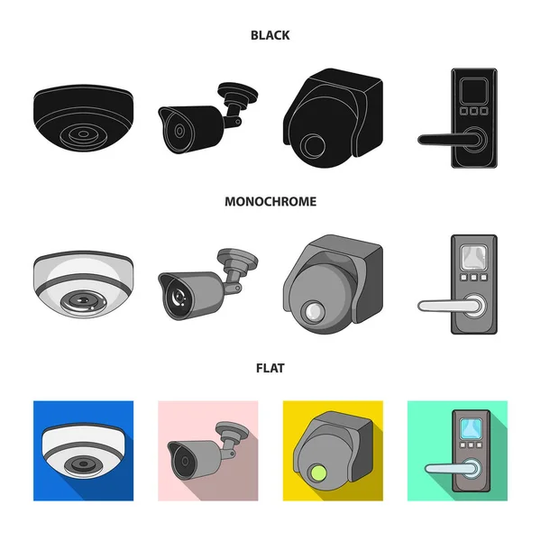 Illustration vectorielle de cctv et signe de caméra. Collection d'illustration vectorielle de stock cctv et système . — Image vectorielle