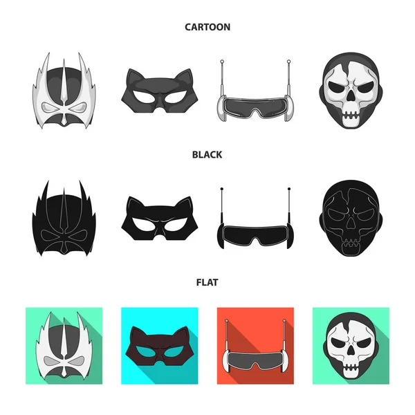 Изолированный объект героя и логотип маски. Коллекция иконки героя и супергероя для инвентаря . — стоковый вектор