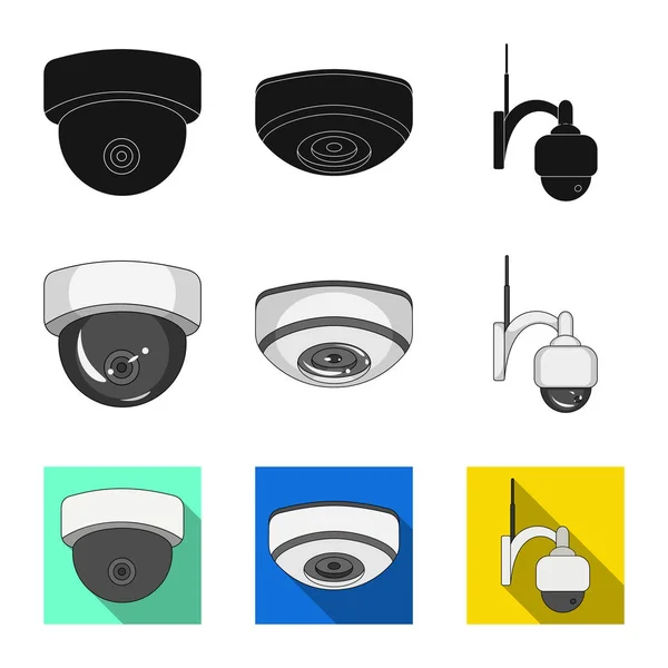 Ilustración vectorial de cctv e icono de la cámara. Conjunto de cctv y sistema de stock símbolo para web . — Archivo Imágenes Vectoriales