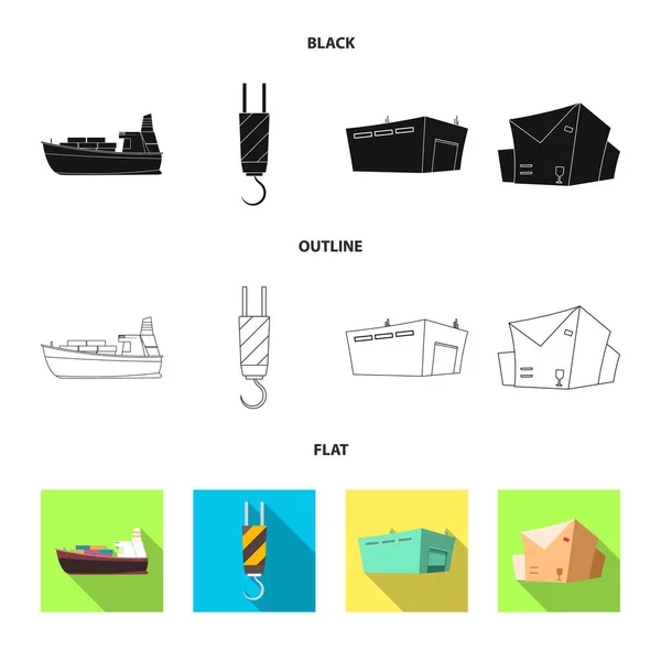 Векторная иллюстрация товара и иконка груза. Набор товаров и складских запасов символа для веб . — стоковый вектор