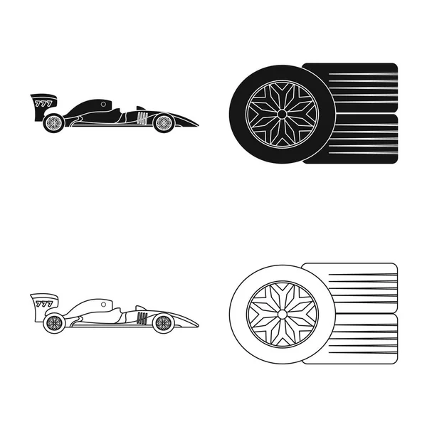 Araba ve ralli simgesi yalıtılmış nesne. Hisse senedi için araba ve yarış vektör simge kümesi. — Stok Vektör
