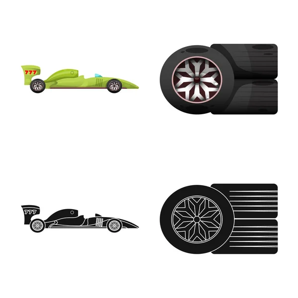 Ilustração vetorial de carro e símbolo de rali. Coleção de carro e símbolo de estoque de corrida para web . —  Vetores de Stock
