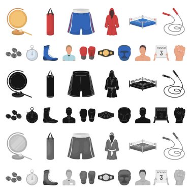 Set koleksiyonu tasarım için boks aşırı spor çizgi film simgeler. Sembol stok web illüstrasyon vektör boksör ve öznitelikleri.