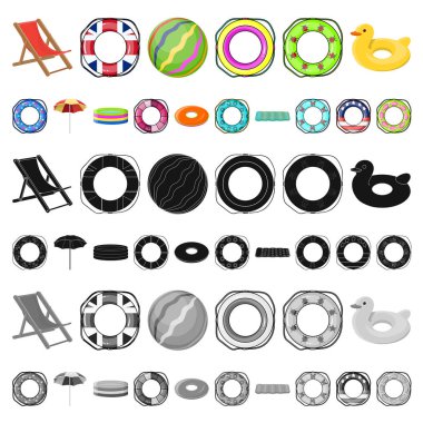 Çok renkli Yüzme daire karikatür set koleksiyonu tasarım için simgeler. Farklı lifebuoys sembol stok web illüstrasyon vektör.