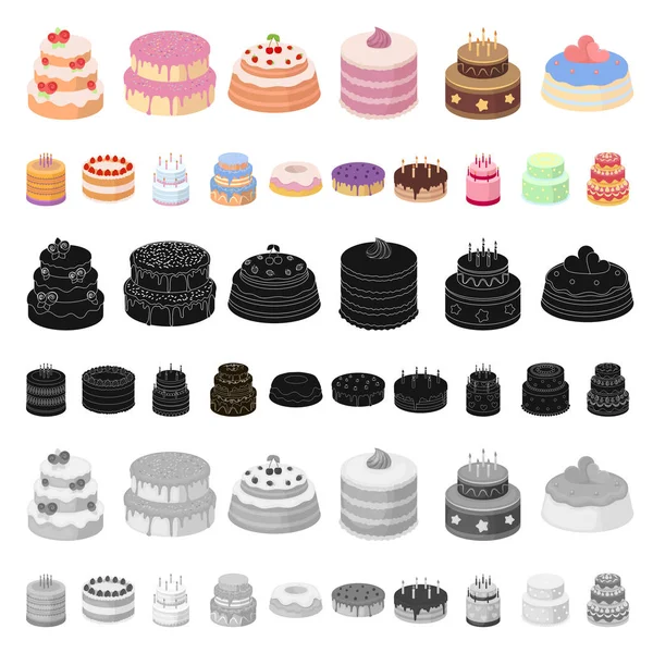 Gâteau et dessert icônes de dessin animé dans la collection ensemble pour le design. Gâteau de vacances vecteur symbole stock web illustration . — Image vectorielle