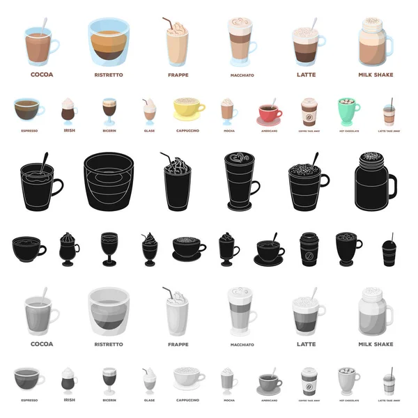 Różnego rodzaju Kawa kreskówka ikony w kolekcja zestaw do projektowania. Picie kawy wektorowego symbol zasobów sieci web. — Wektor stockowy
