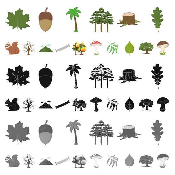 Forest and nature cartoon icons in set collection for design. Forest life vector symbol stock web illustration. — Stock Vector