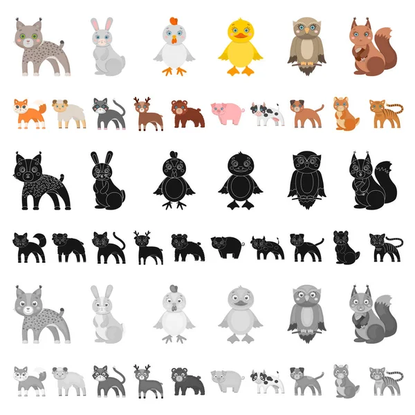 Speelgoed dieren cartoon pictogrammen in set collectie voor design. Vogel, predator en herbivoor symbool voorraad web vectorillustratie. — Stockvector