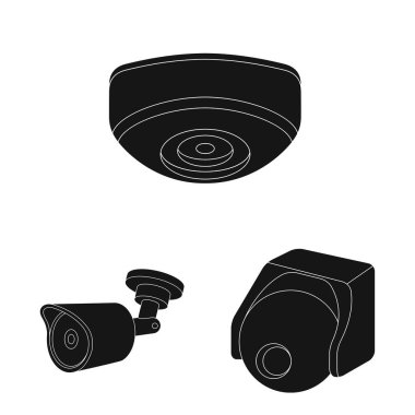 Cctv kamera simgesi vektör tasarımı. Hisse senedi için cctv ve sistem vektör simge topluluğu.