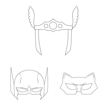 Bir kahraman ve maske işaret tasarım vektör. Kahraman ve süper kahraman hisse senedi vektör çizim seti.