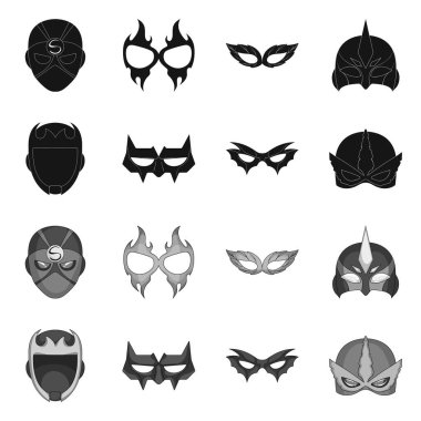 Bir kahraman ve maske işaret illüstrasyon vektör. Kahraman kümesi ve hisse senedi için süper kahraman vektör simgesi.