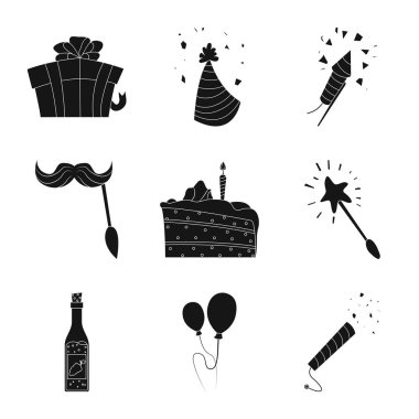 Parti ve Doğum işareti vektör tasarımı. Hisse senedi için kutlama ve parti vektör simge kümesi.