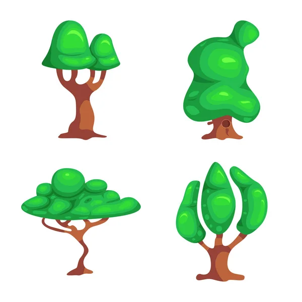 Vektor design av träd och naturen tecken. Uppsättning av träd och krona aktiesymbol för webben. — Stock vektor