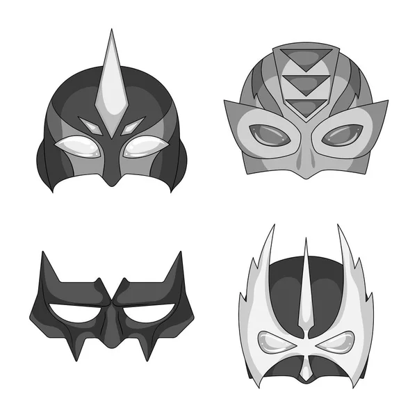 Vektor-Design von Held und Maskensymbol. Set von Helden und Superhelden Aktienvektor Illustration. — Stockvektor