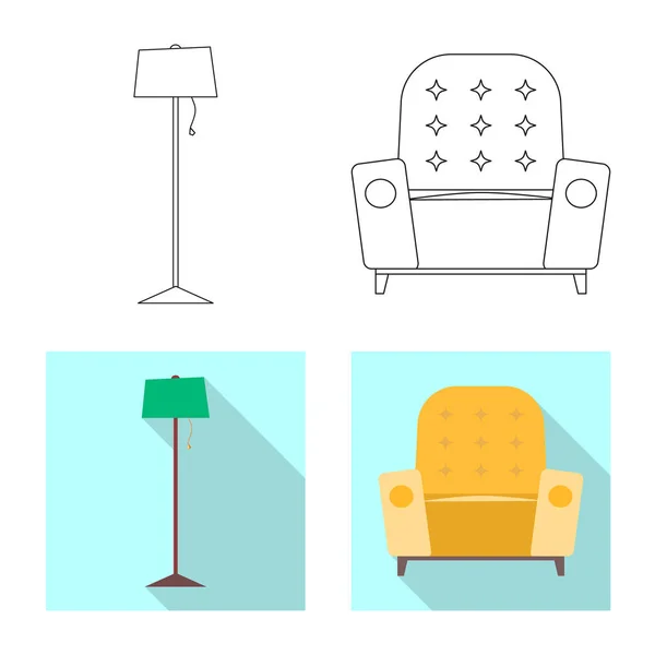 Изолированный предмет мебели и знак квартиры. Коллекция мебели и иконка домашнего вектора на складе . — стоковый вектор
