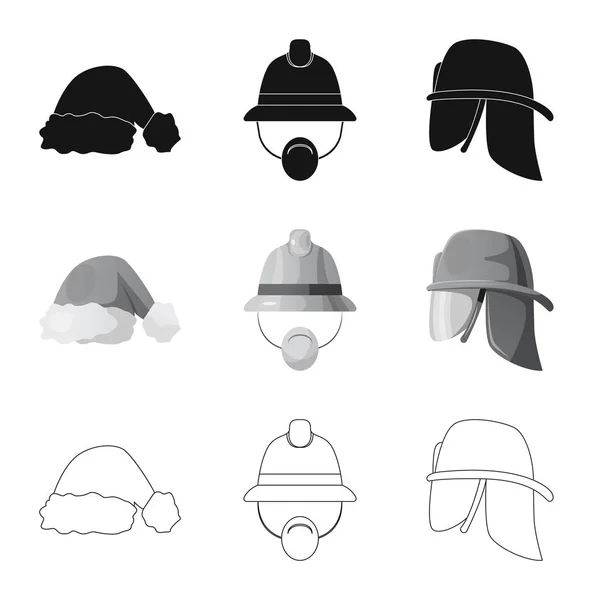帽子とキャップのシンボルの孤立したオブジェクト。ヘッドギアやストックのアクセサリー ベクトル アイコン集. — ストックベクタ