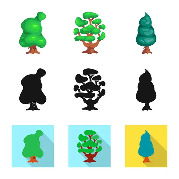 Векторное оформление иконы природы и дерева. Коллекция иконки дерева и короны для инвентаря . — стоковый вектор