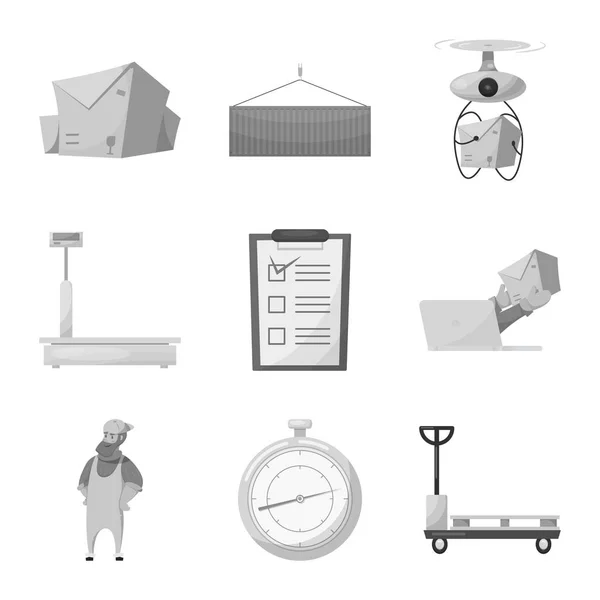 Geïsoleerde object van goederen en lading pictogram. Collectie van goederen en het aandelensymbool van het magazijn voor web. — Stockvector