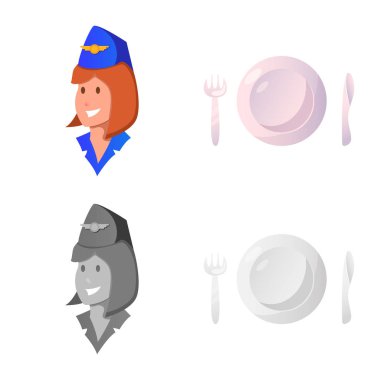 Havaalanı ve uçak logo yalıtılmış nesne. Havaalanı ve uçak hisse senedi vektör çizim topluluğu.