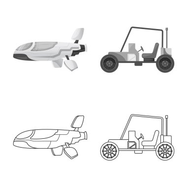 Mars'ın tasarım vektör ve işareti alanı. Mars ve dünya hisse senedi vektör çizim koleksiyonu.