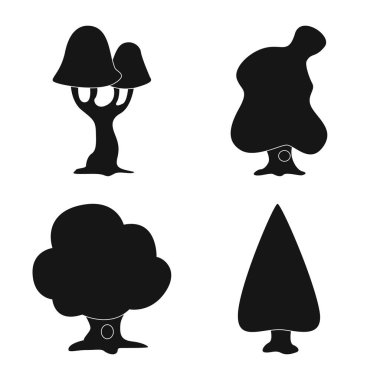 Ağaç ve doğa işareti vektör Illustration. Ağaç ve taç hisse senedi vektör çizim topluluğu.