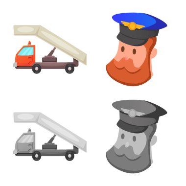 Havaalanı ve uçak simge vektör tasarımı. Havaalanı ve uçak hisse senedi vektör çizim topluluğu.