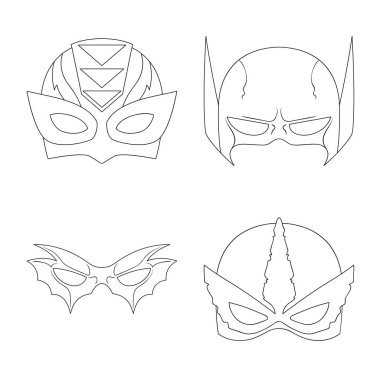 Kahraman ve maske simgesinin yalıtılmış nesne. Kahraman ve süper kahraman hisse senedi vektör çizim topluluğu.