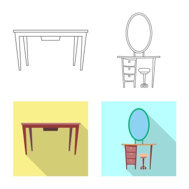 Mobilya ve daire logo vektör tasarımı. Mobilya ve ev hisse senedi simgesi web için set.