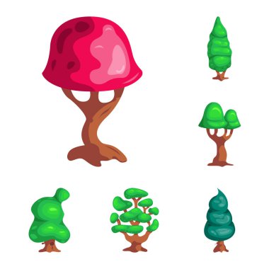 Ağaç ve doğa simge vektör Illustration. Ağaç ve taç hisse senedi vektör çizim topluluğu.