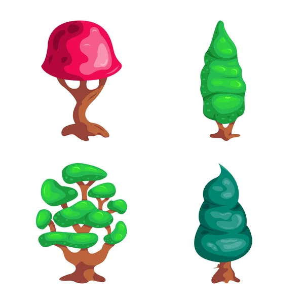 Ilustração vetorial de árvore e ícone da natureza. Conjunto de árvore e coroa vetor ícone para estoque . — Vetor de Stock