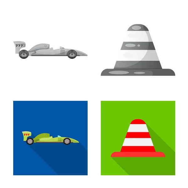 Vector ontwerp van auto en rally teken. Collectie van auto en race aandelensymbool voor web. — Stockvector