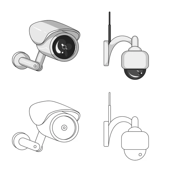 Ilustração vetorial de cctv e ícone da câmera. Coleção de cctv e ícone do vetor do sistema para estoque . — Vetor de Stock