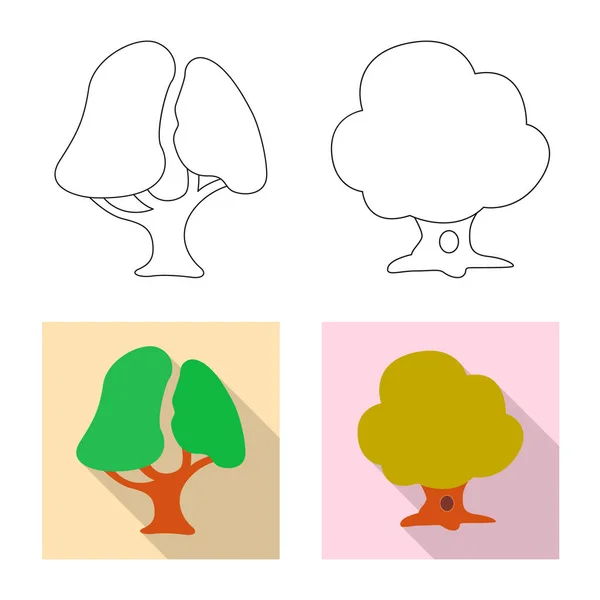 Objet isolé de l'arbre et l'icône de la nature. Ensemble d'arbre et couronne symbole de stock pour la toile . — Image vectorielle